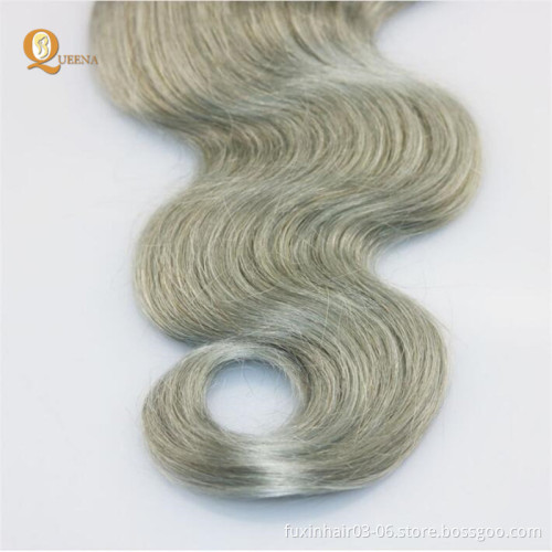 Human Hair Extensions Gray Weave 8A Garde Brazilian Hair WEAVING Non-remy Hair Grey Silky Straight Wave >=20% Double Drawn